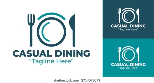 A modern casual dining logo designed for relaxed restaurants, everyday eateries, and approachable food brands.