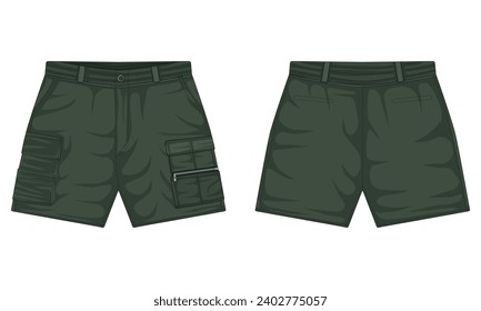 Modern casual shorts mockup front and back view