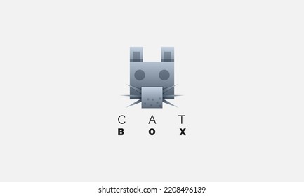 Modern Cat Box Logo design Vector