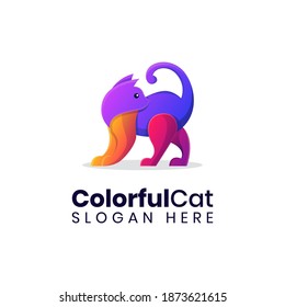 Modern cat colorful logo template