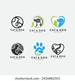 modern cat and dog logo set