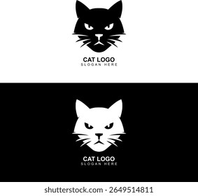 Modern Cat Head Logo Design. Monochrome Vector Illustration for Equestrian, Farming or Sports Imaging