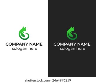 Plantilla de diseño de logotipo de combinación de hoja de gato moderna