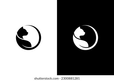 modern cat and leaf logo	