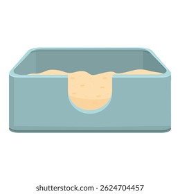 Modern cat litter box filled with sand providing a designated place for a cat to urinate and defecate