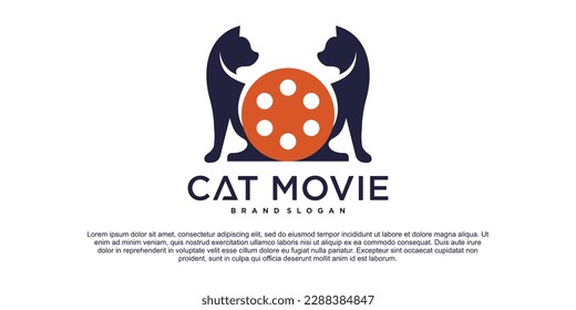 Modern cat movie logo icon vector