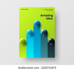 Diseño vectorial de diseño de portada de catálogo moderno. Ilustración de identidad corporativa de bolas realistas únicas.