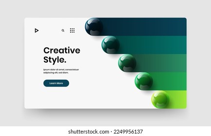 Diseño vectorial de portada de catálogo moderno. Simple plantilla de identidad de empresa de bolas 3D.