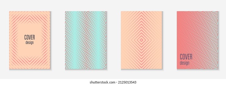 Modern catalog. Dynamic book, page, annual report, web app concept. Pink and turquoise. Modern catalog with minimalist geometric line and trendy shapes.