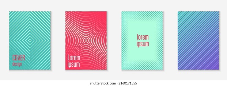 Modern catalog. Halftone notebook, book, presentation, folder layout. Red and green. Modern catalog with minimalist geometric line and trendy shapes.