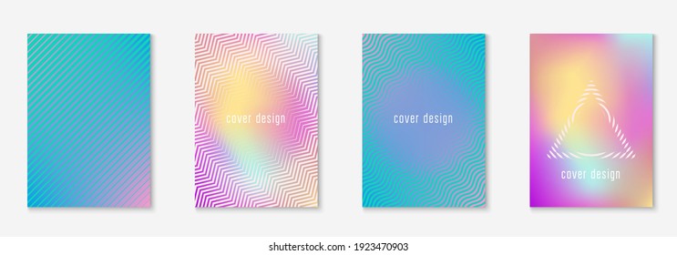 Modern catalog. Minimalistic page, web app, flyer, patent layout. Holographic. Modern catalog with minimalist geometric line and trendy shapes.