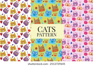 modern cats pattern colorfull design