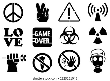 modern caution sticker icons for alteration decorative vector elements 