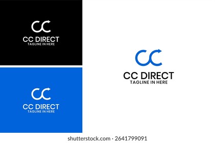 Modern CC Initial Letter Logo with Forward Arrow Symbol and Abstract Geometric Design for Business Company or future next vector
