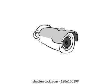 modern CCTV camera outdoor. Concept of surveillance and monitoring - Illustration, vector