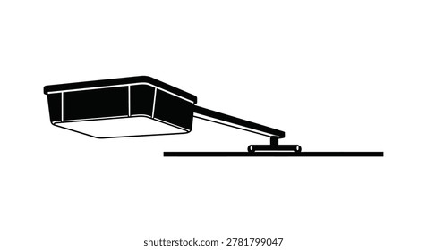Modern ceiling light fixture silhouette against a white background