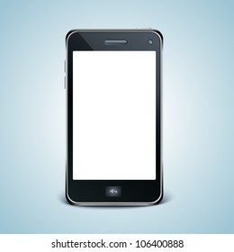 Modern cell phone with white screen. Ideal model to present your applications