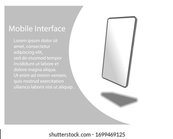 Modern cellphone with blank screen mockup. Wireframing screen template to create and showcase your mobile ui kit. Vector illustration