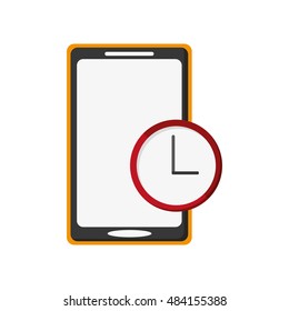 modern cellphone and clock icon