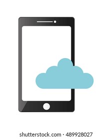 modern cellphone and cloud icon