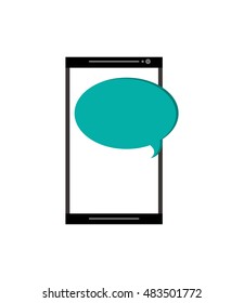 modern cellphone and conversation bubble icon 