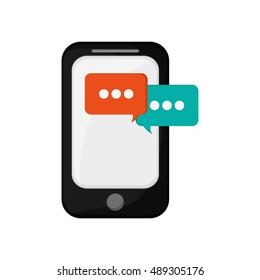 modern cellphone and  conversation bubble icon