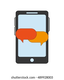 modern cellphone and conversation bubble icon