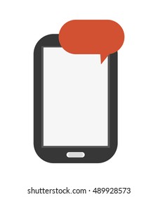 modern cellphone and conversation bubble icon