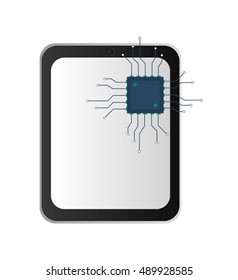 modern cellphone and cpu icon