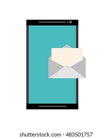 modern cellphone and envelope icon 