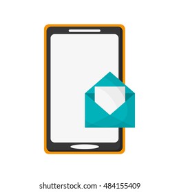 modern cellphone and envelope  icon