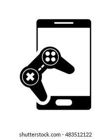 modern cellphone and  game controller icon