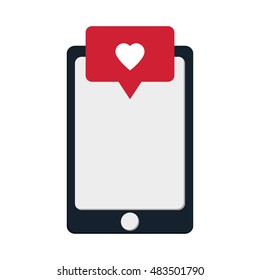modern cellphone and heart notification icon 
