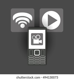 modern cellphone and icon image 