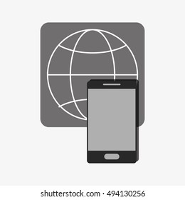 modern cellphone and icon image 