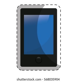 modern cellphone icon image sticker  vector illustration design 