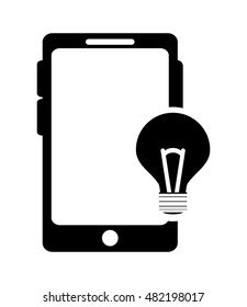 modern cellphone and lightbulb icon