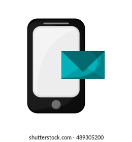 modern cellphone and message envelope icon