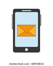 modern cellphone and message envelope icon