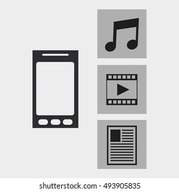 modern cellphone with multimedia icons image