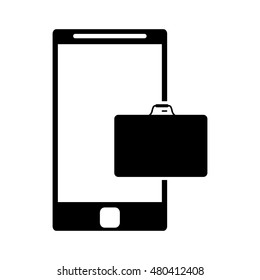 modern cellphone and suitcase icon 