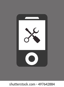 modern cellphone with tools  icon image 
