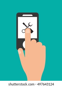 modern cellphone with tools  icon image 