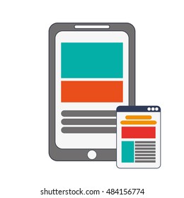 modern cellphone and webpage icon