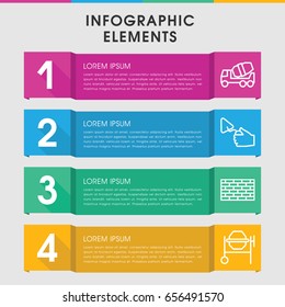 Modern cement infographic template. infographic design with cement icons includes concrete mixer, trowel. can be used for presentation, diagram, annual report, web design.