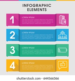 Modern center infographic template. infographic design with center icons includes building, low battery. can be used for presentation, diagram, annual report, web design.