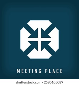 Modern centered arrows logo design. Creative technology company design, corporate identity. vector