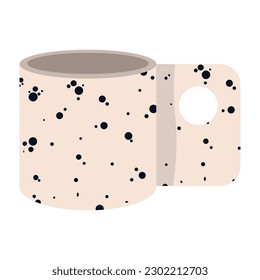Copa cerámica moderna, taza con formas y líneas de doodle abstractas. Revestimientos de cerámica antigua minimalista, arcilla para ambientes interiores. Ilustración del vector aislada en el fondo