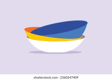 Modern ceramic kitchen utensils concept. Colored flat vector illustration isolated. 