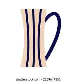 Moderne Keramikvase mit vertikalem Streifenmuster. Moderne Innendekoration Ikone. Flache Vektorgrafik
